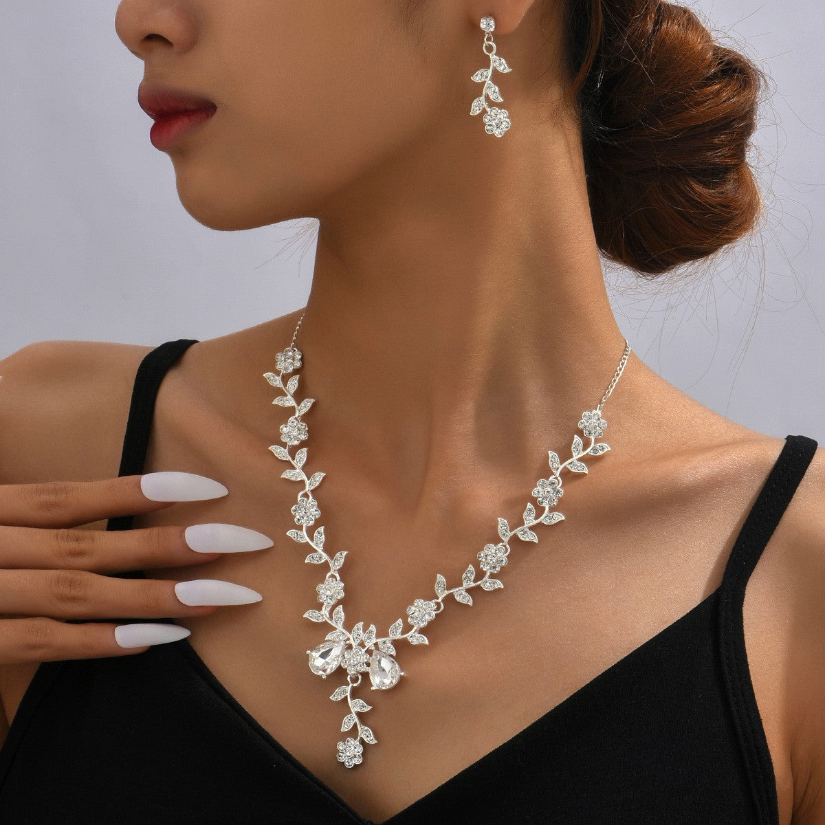 Women's Vintage Bridal Rhinestone Suite Ball Necklaces