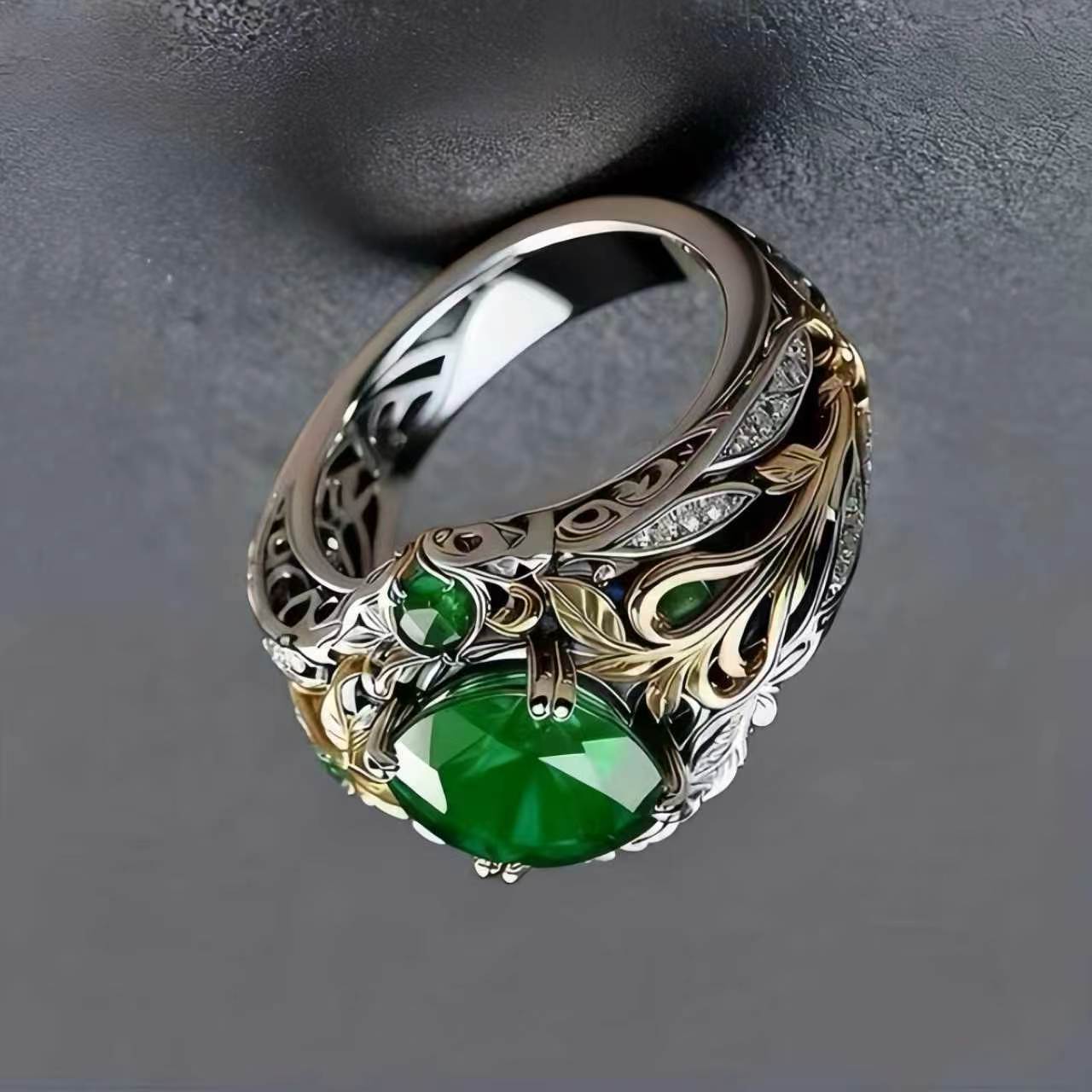 Popular Vintage Inlaid Simple Personality Straight Ring