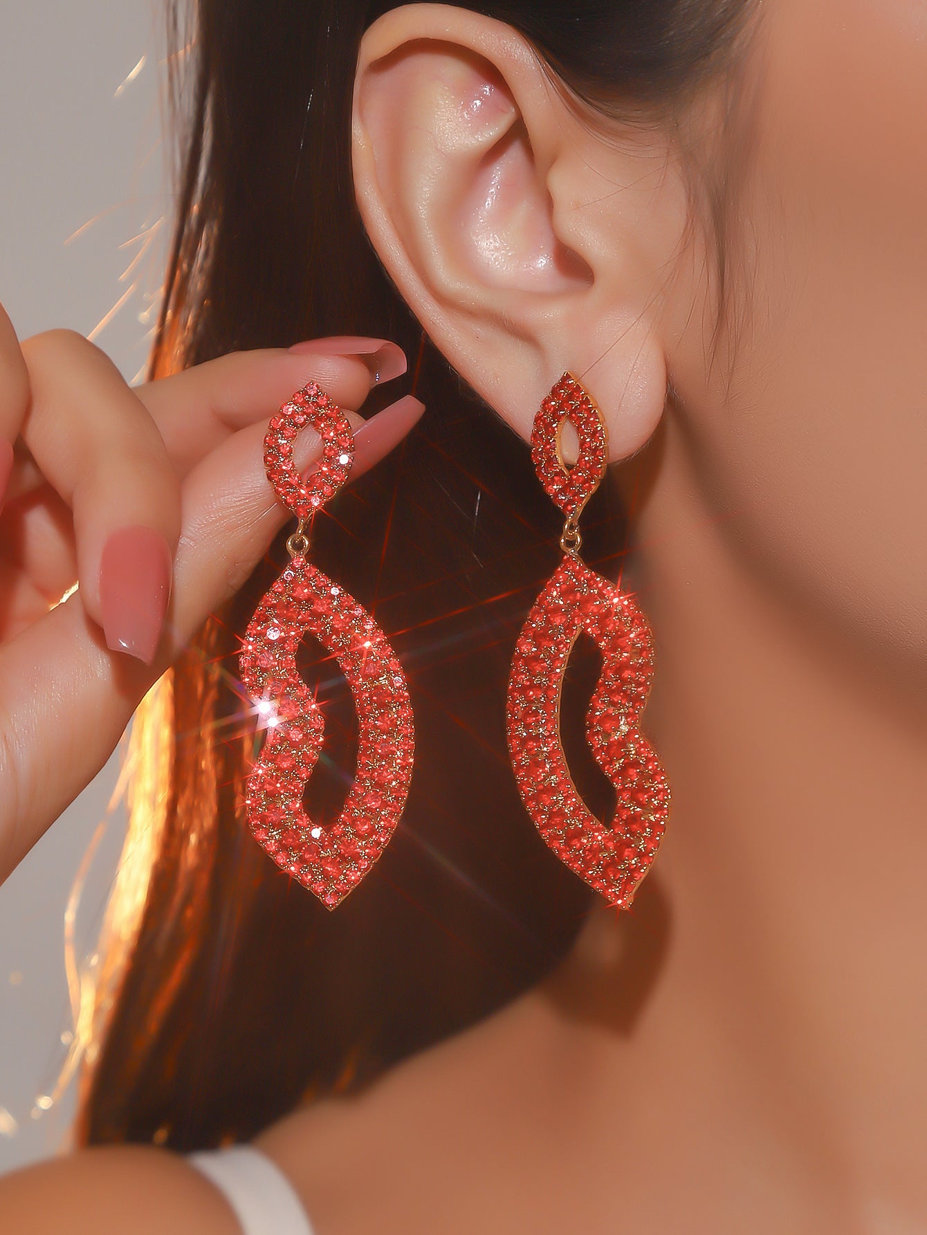 Women's Super Flash Rhinestone Long Fringe High-grade Earrings