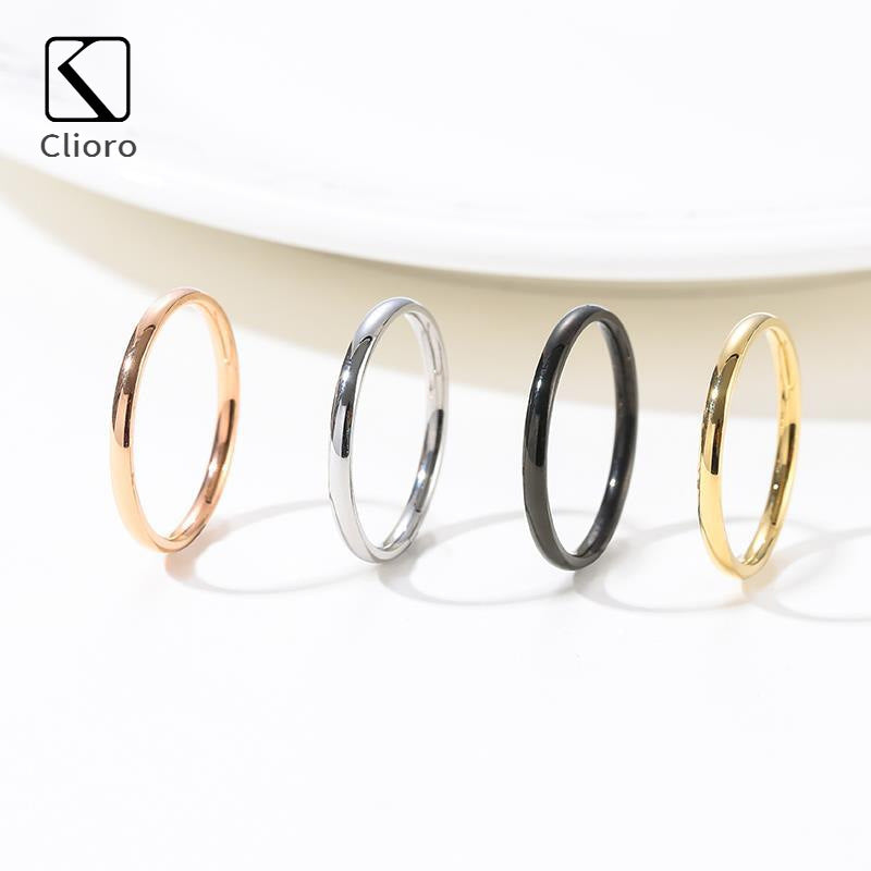 Fine Glossy Simple Niche Design Stainless Rings