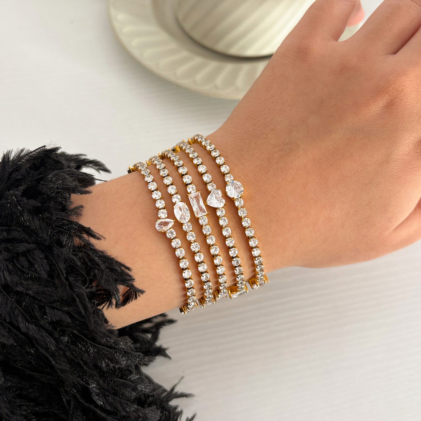 High Texture Twin Style Fully Jeweled Loving Bracelets
