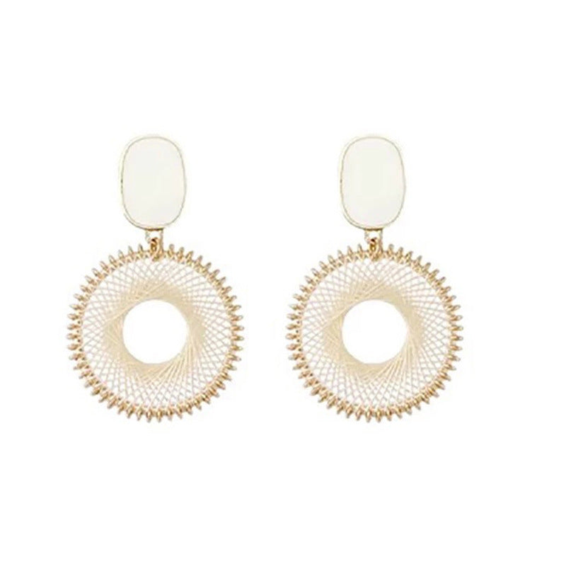 Vacation Style Woven Round Female Cold Wind Rings