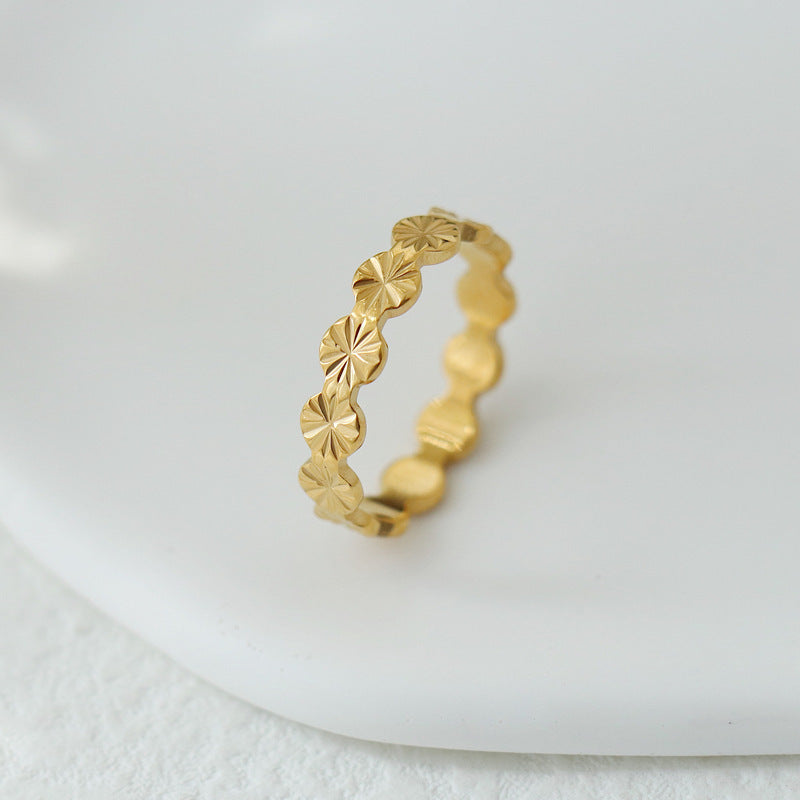 Round Slice Cut Flower Fashion Personality Ring