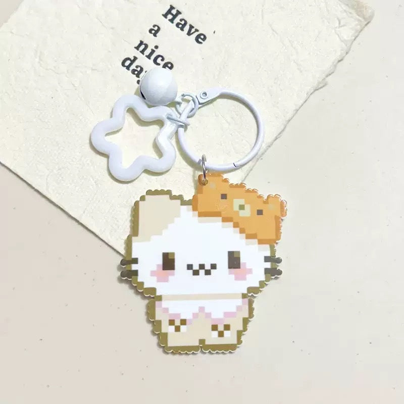 Pixel Cartoon Key Button Schoolbag Cute Acrylic Hang Decorations Hanging Ornaments