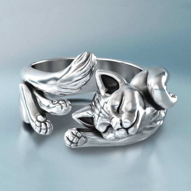 Women's Simple Cute Kitten Open Cat Paw Rings