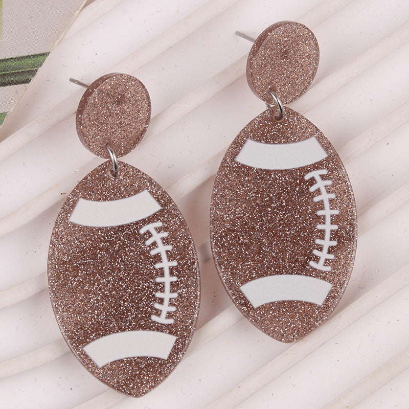 Christmas Acrylic Fresh Tree Baseball Rugby Earrings