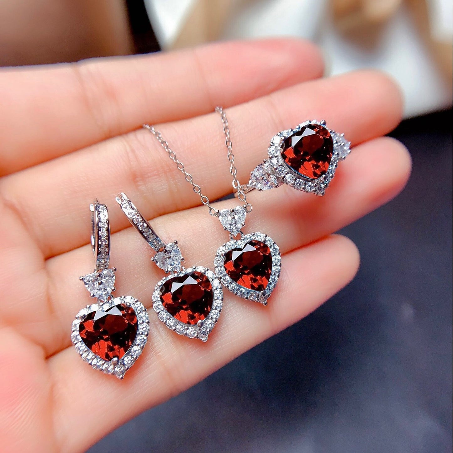 Women's Blue Red Yellow Green Purple White Gemstone Zircon Princess Jewelry Set