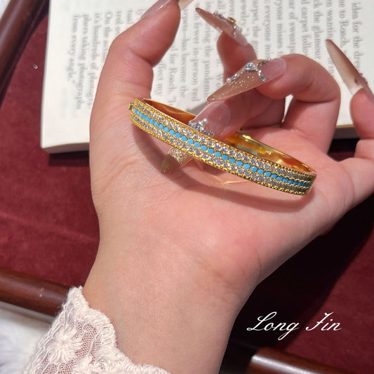 Diamond Blue Pine Light Luxury Temperament Open Rings