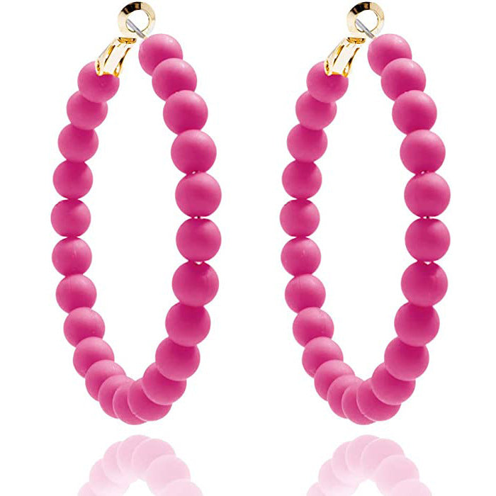 Women's Summer Colorful Acrylic Beads Round Bohemian Fashion Handmade Earrings