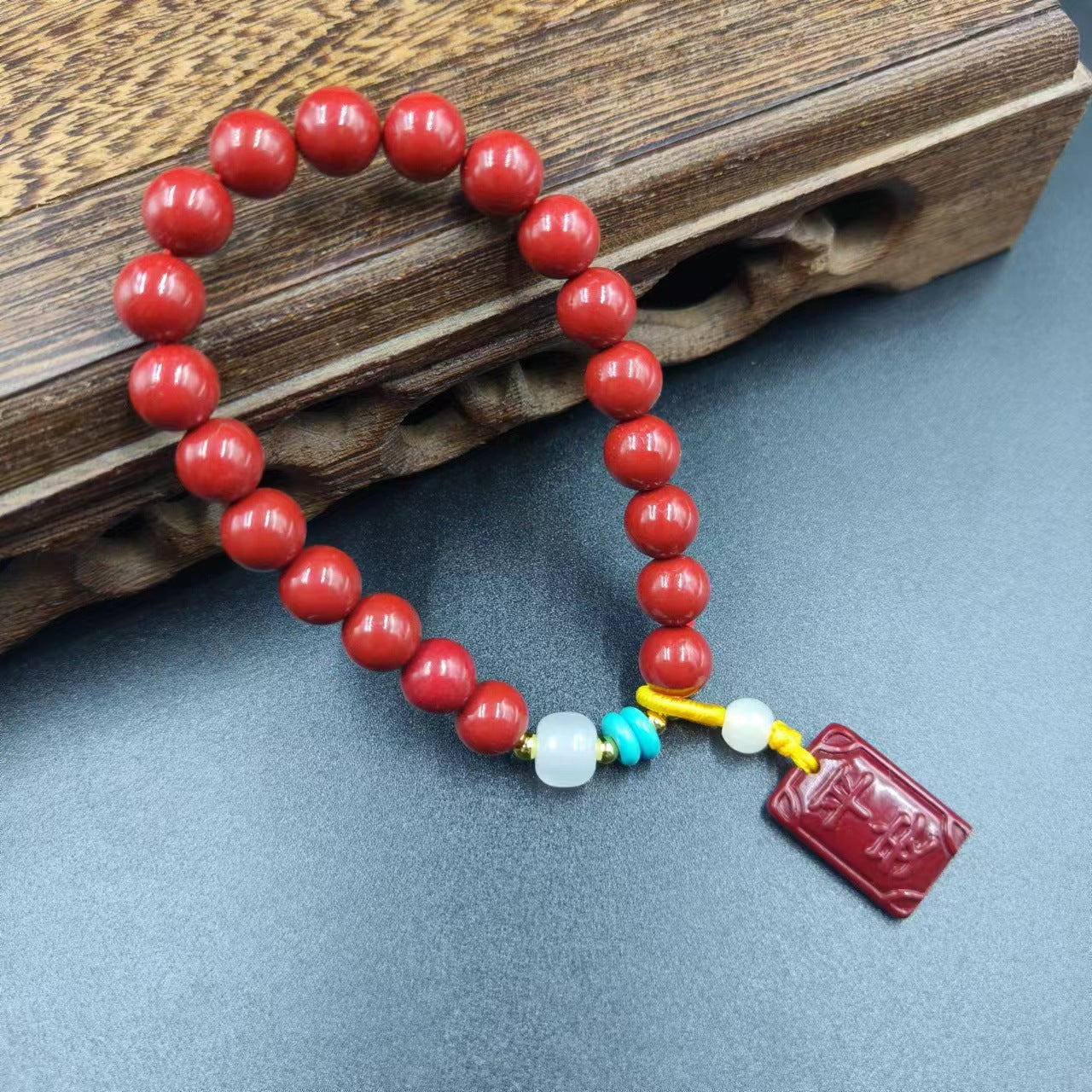 Women's & Men's Cinnabar Purple Gold Sand Single Circle Simple Buddha Beads Light Bracelet