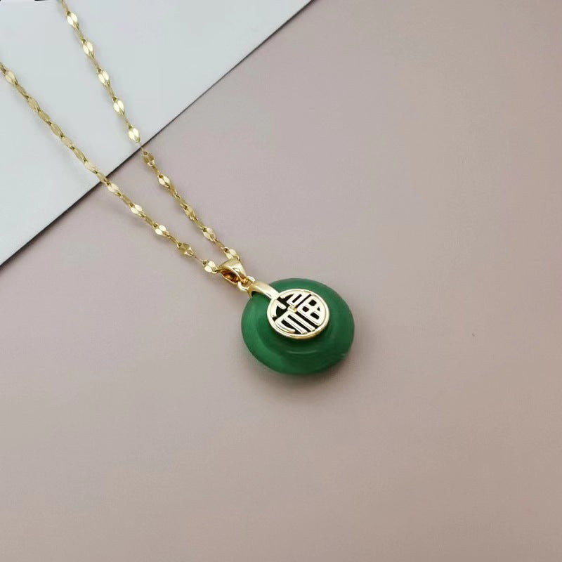 Women's Lip Chain With Peace Buckle Fu Character Necklace