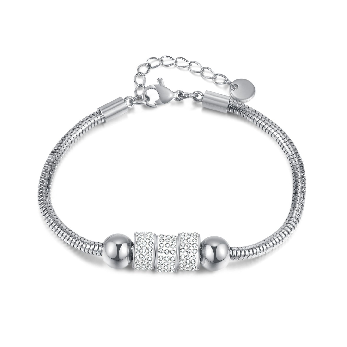 Luxury Fashion Refined Rhinestone Personality Snake Bones Chain Simple Titanium Bracelet