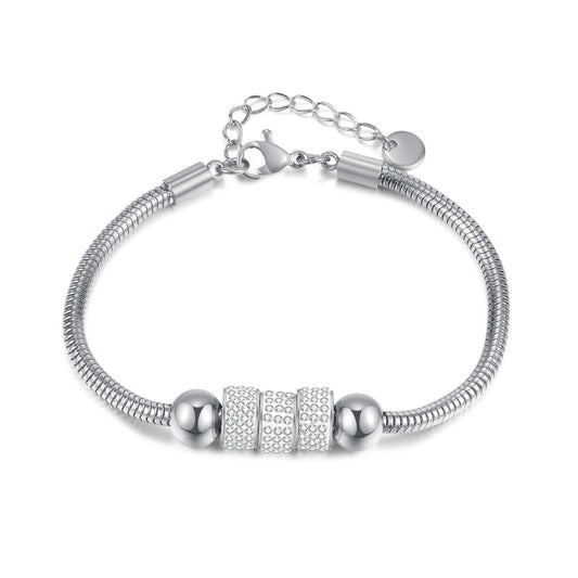 Luxury Fashion Refined Rhinestone Personality Snake Bones Chain Simple Titanium Bracelet