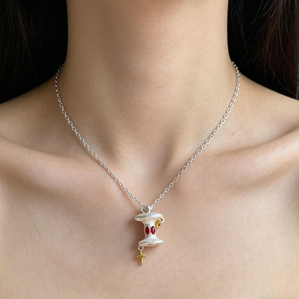 Style Brushed Apple Titanium Steel Clavicle Chain Everyday Joker Niche Pendants