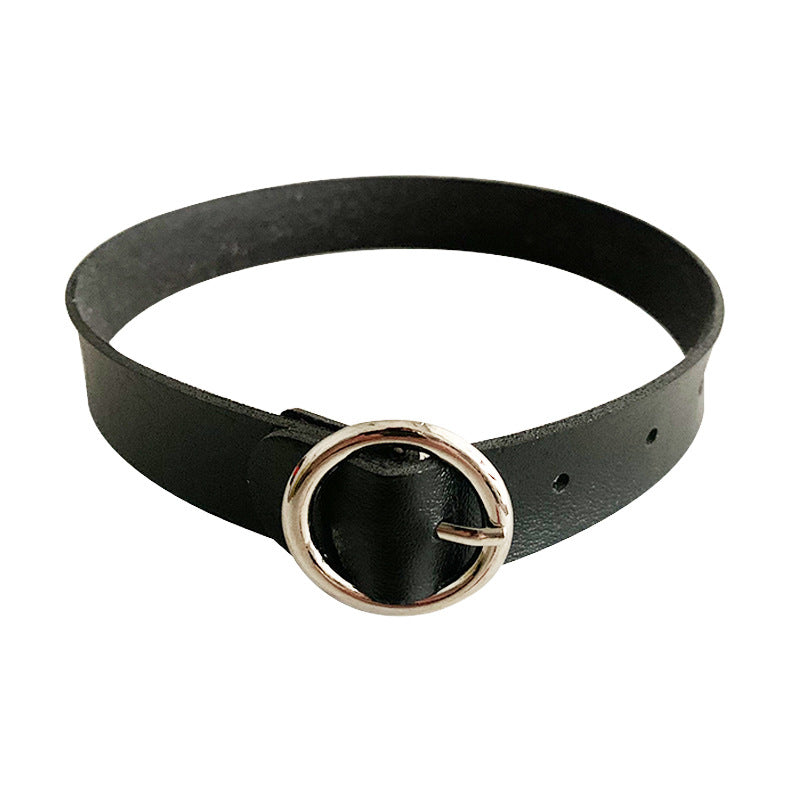 Leather Round Gothic Simple Neck Band Collar