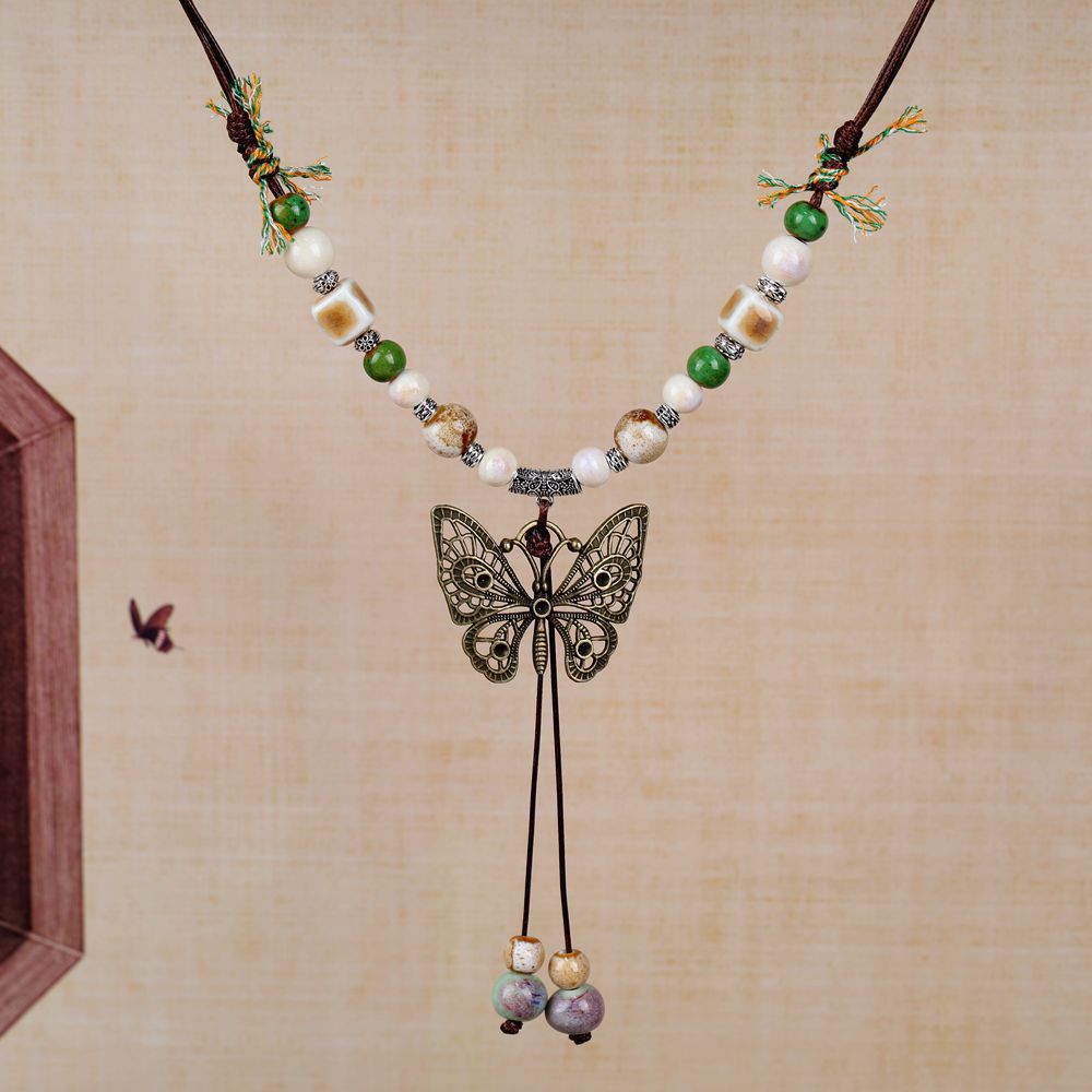 Chinese Ethnic Style Butterfly Niche Ancient Necklaces