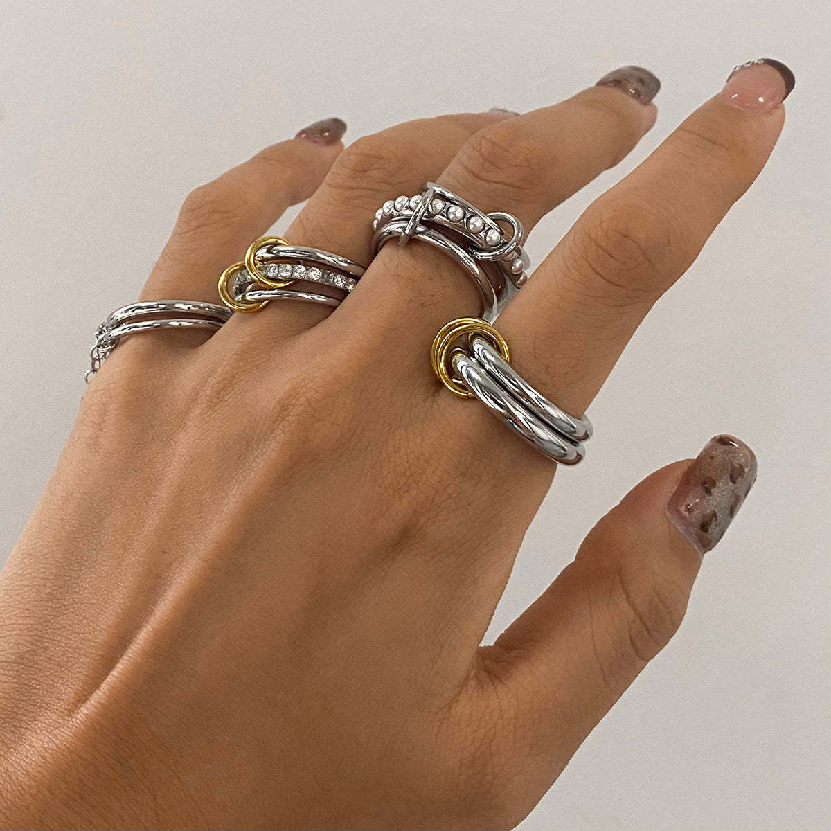 Gold Color Matching Zircon Versatile Creative Rings