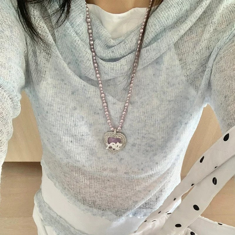Style Leather Collar Wine Red Cross Clavicle Pendants