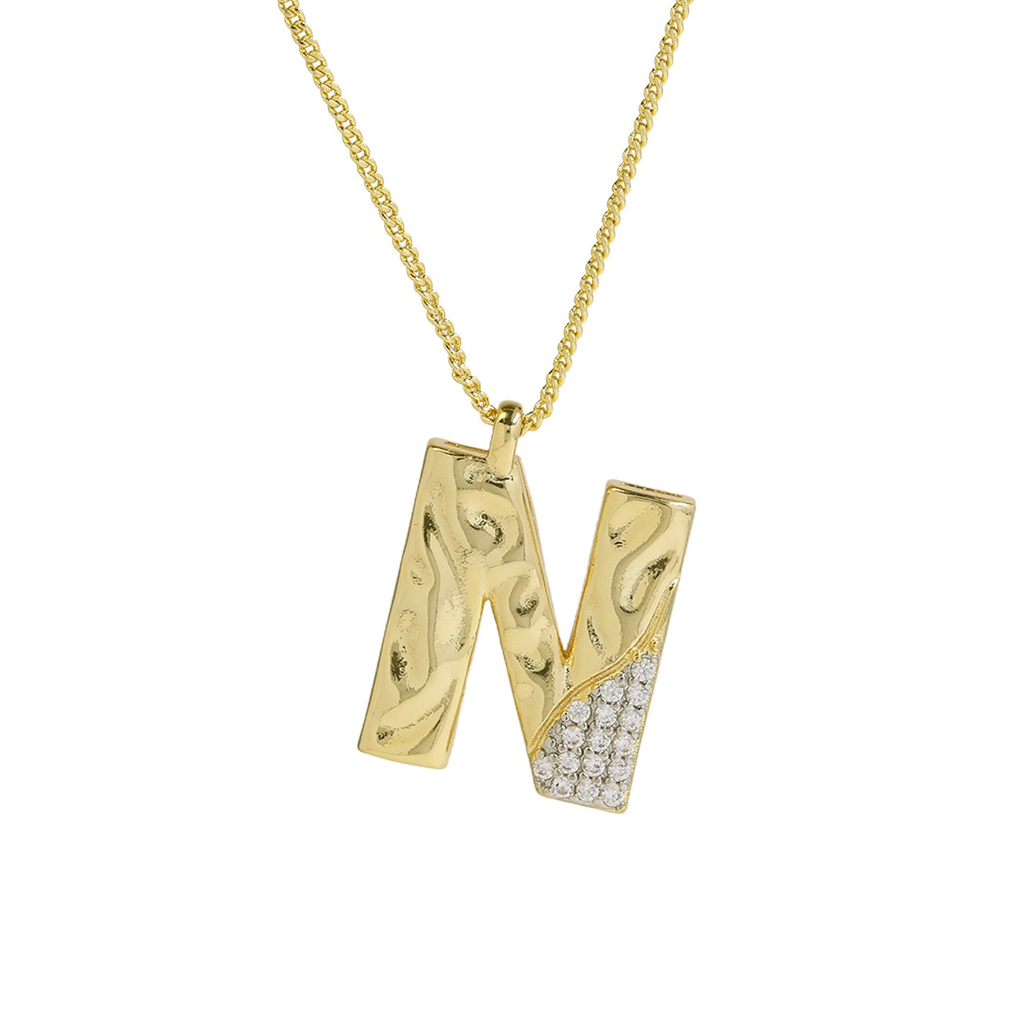 Brass Two-color Texture English Letters Contrast Necklaces