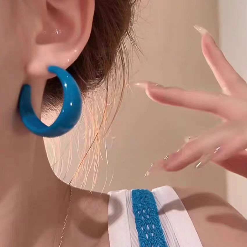Style High-grade Ear Klein Blue Design Daily Commute Stud Earrings