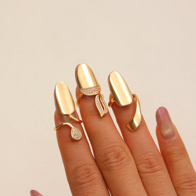 Geometric Trend Open Nail Female Design Exquisite Refined Ring