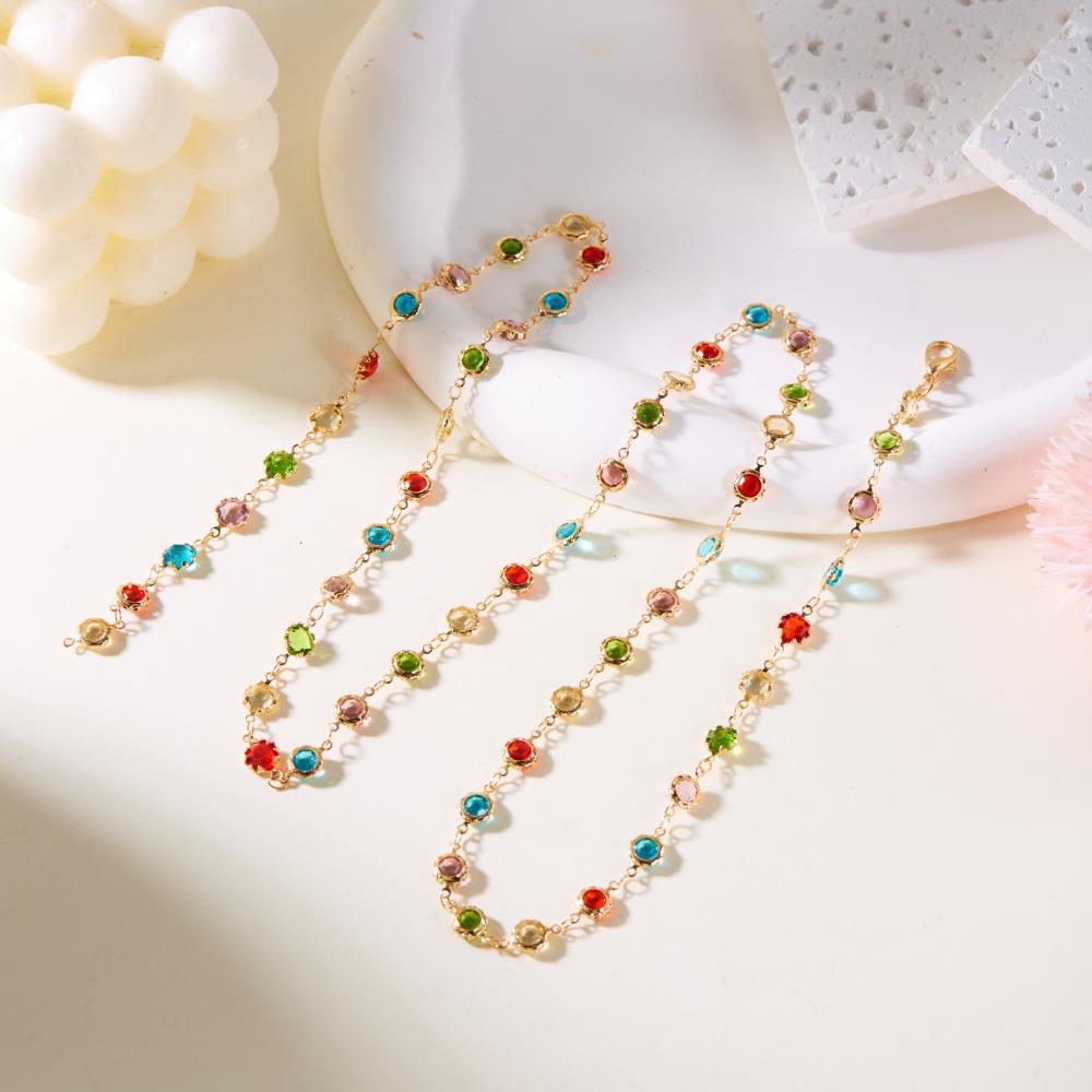 Color Rhinestone Tassel Niche Advanced Y-shaped Necklaces