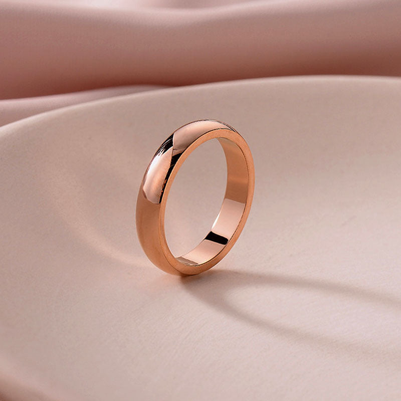 Rose Gold Arc Glossy Couple Female Fashion Rings