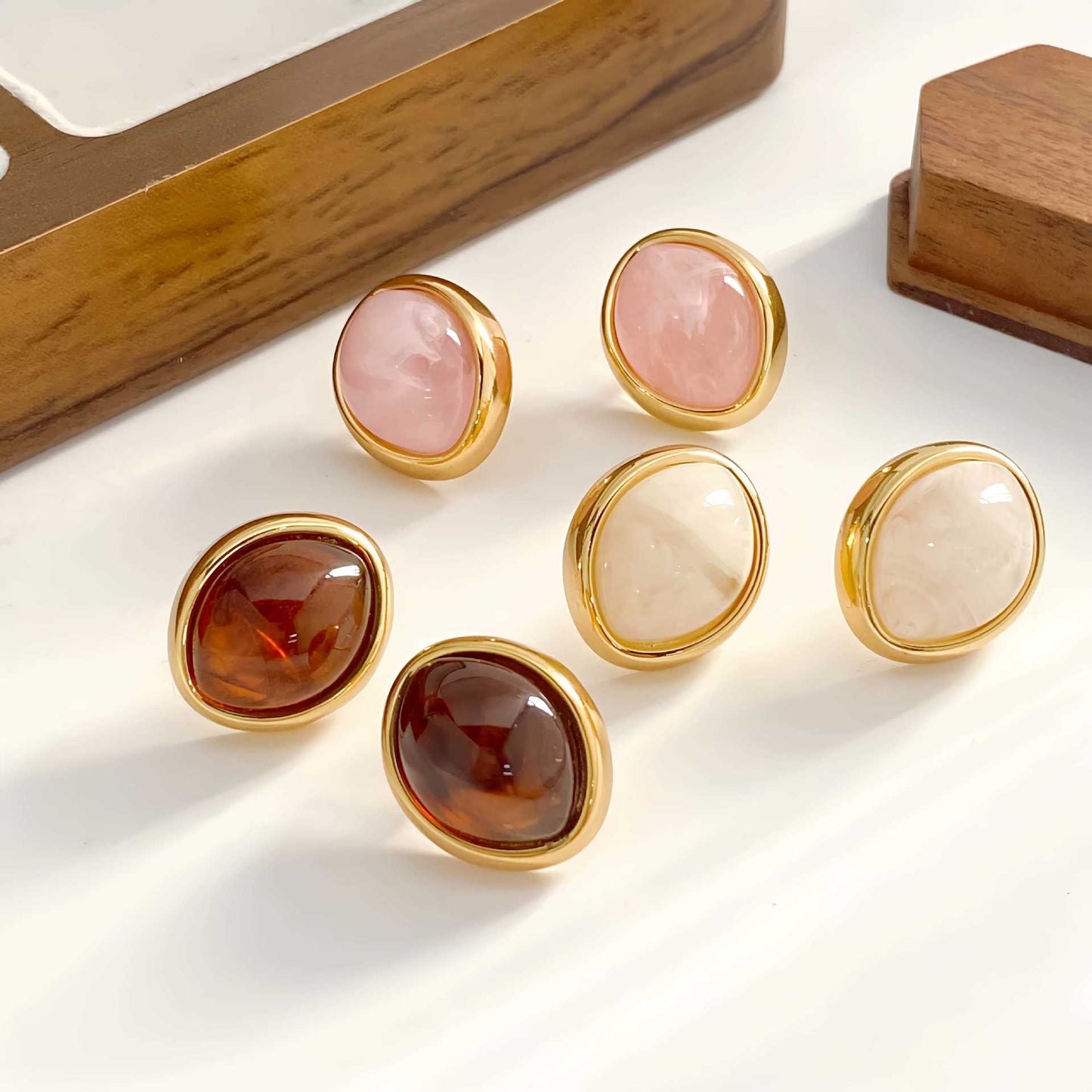 Women's Resin For French Entry Lux Smudges Ornamental Stone High-grade Earrings