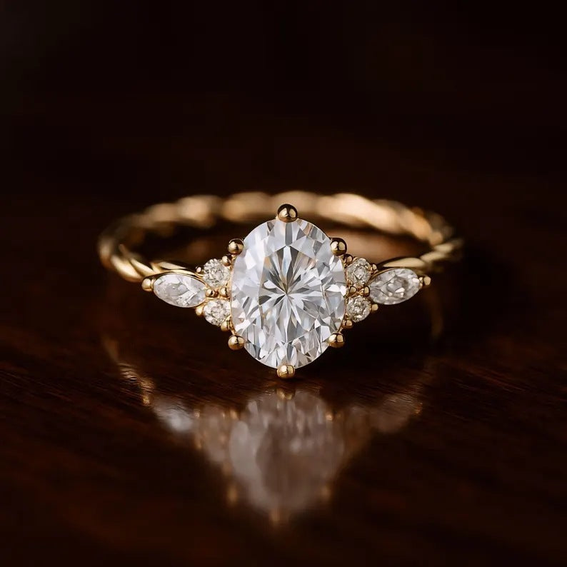Ya Copper White Zircon Princess Imitation Diamond Rings