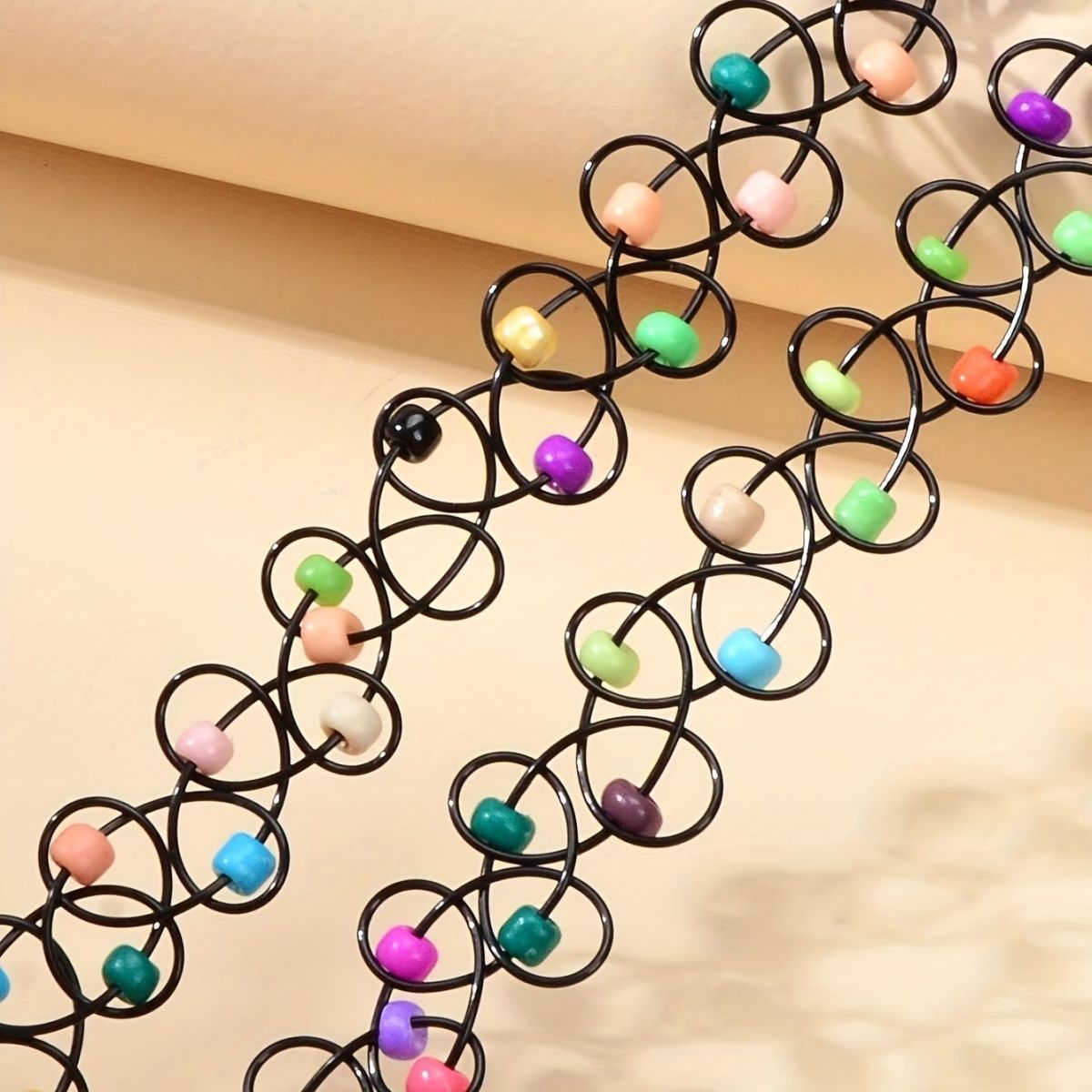 Women's Trend Street Snap Personalized Color Bead Elastic Collar