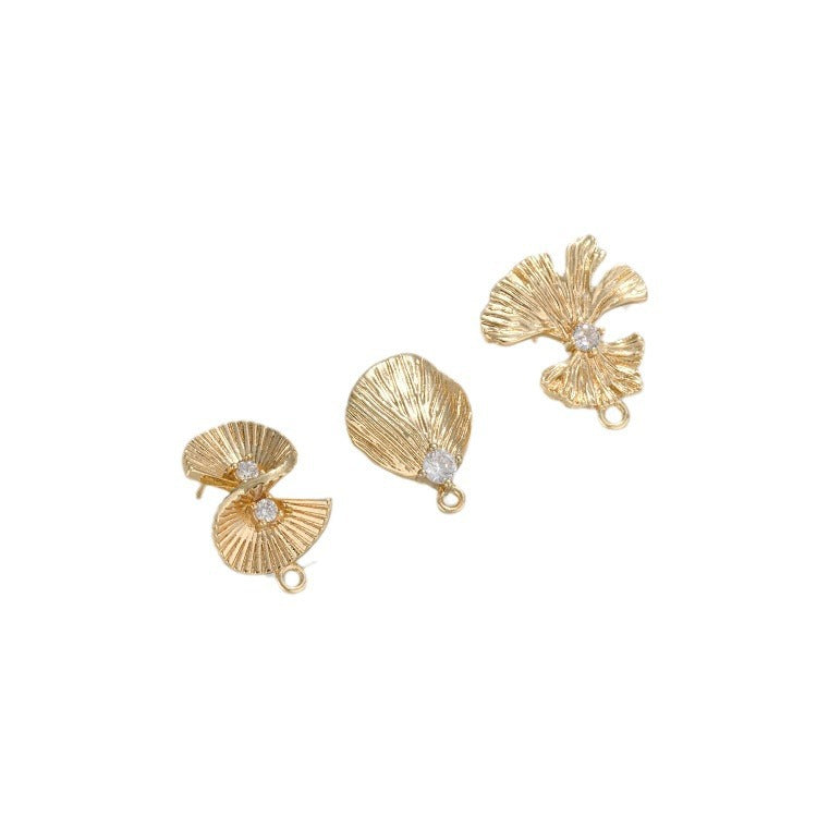 Color Retention Ginkgo Leaf Fan-shaped With Handmade Ear Hook Stud Earrings