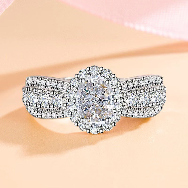 Broadcast Fashion Luxury Female Eight Hearts Arrows Ring