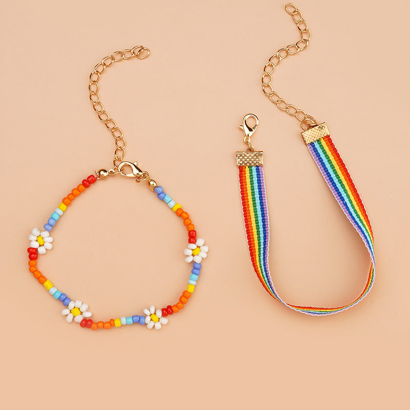 Women's Popular Rainbow Series Ethnic Style Bead Bracelets