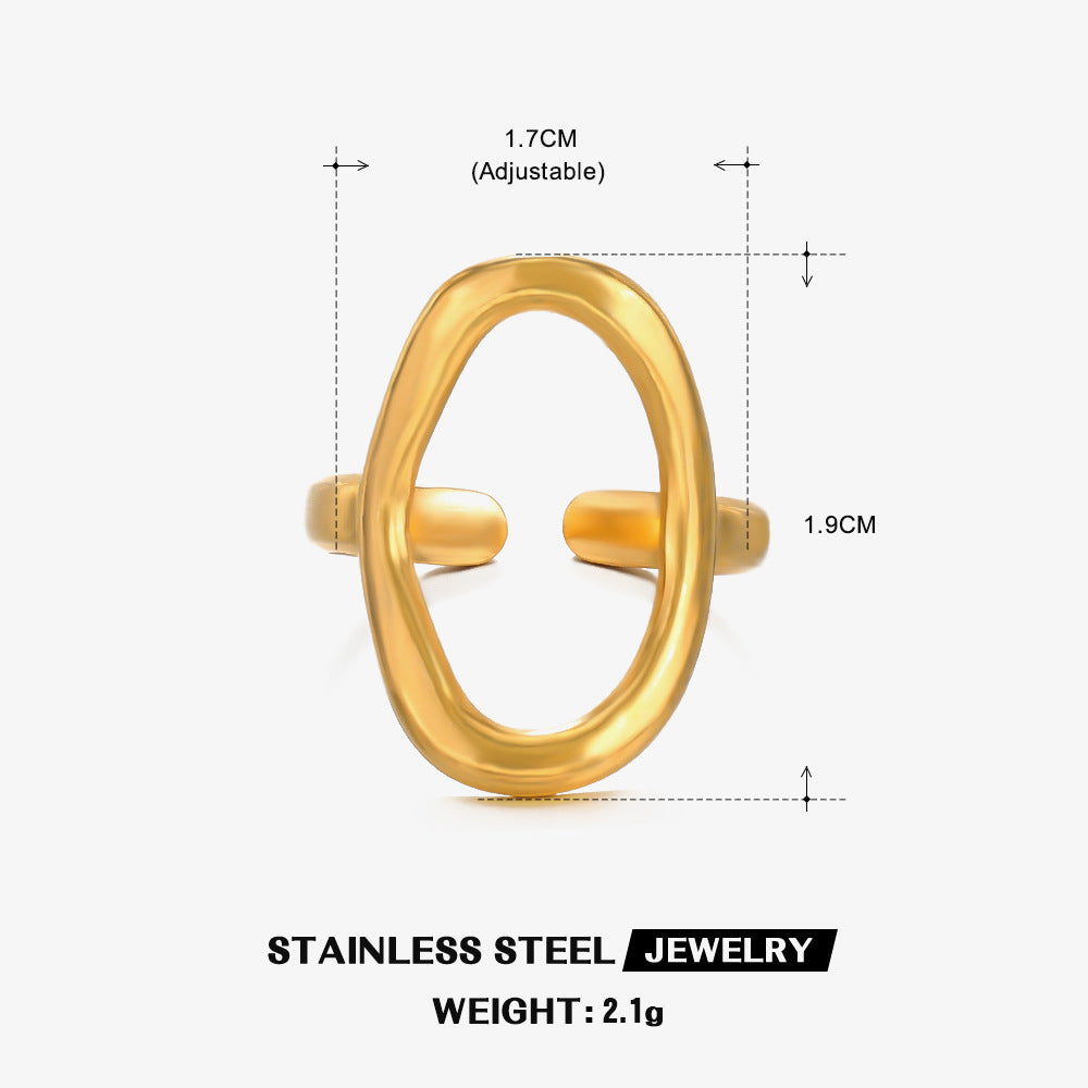 Steel Female Hollow Geometry Irregular Oval Ring