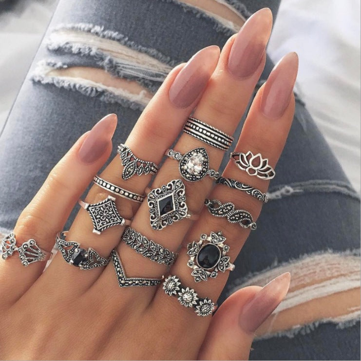 Combined Set Suit Bohemian Vacation Metal Rings