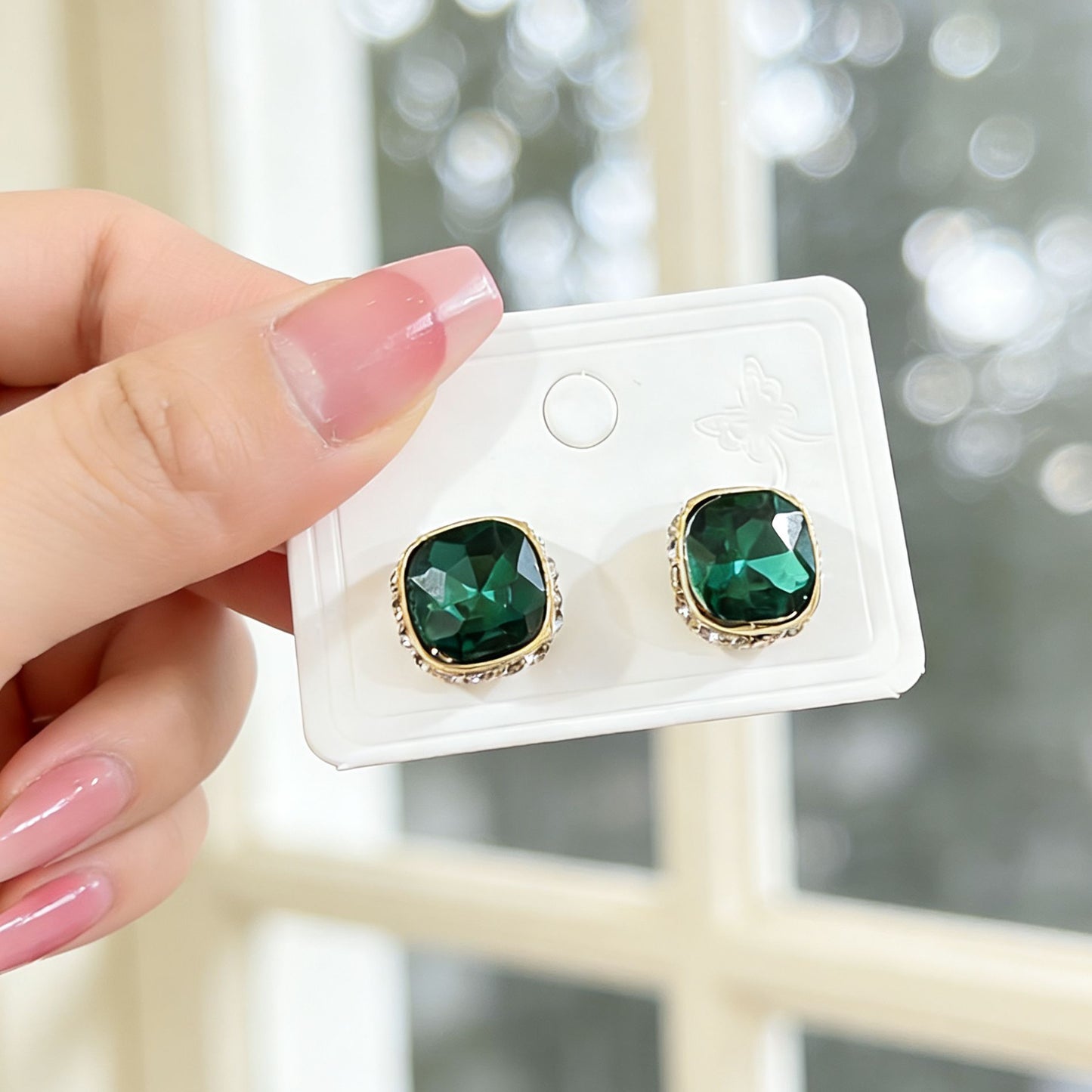 Women's Rear Emerald Crystal Pearl For Niche Design Rings