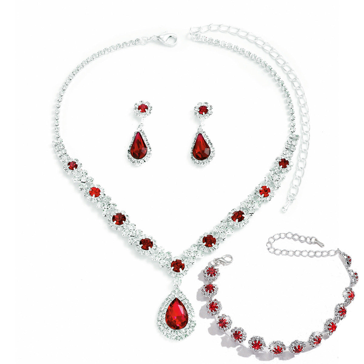 Fashion Simple Rhinestone Two-piece Bridal Wedding Jewelry Set