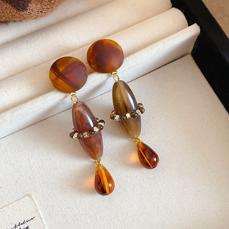 Women's Needle Geometric Irregular Resin Fashionable Retro Earrings