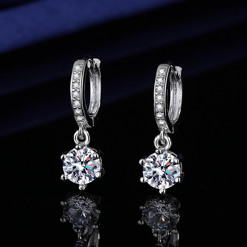 Moissanite Ear Female With Hearts Sterling Earrings