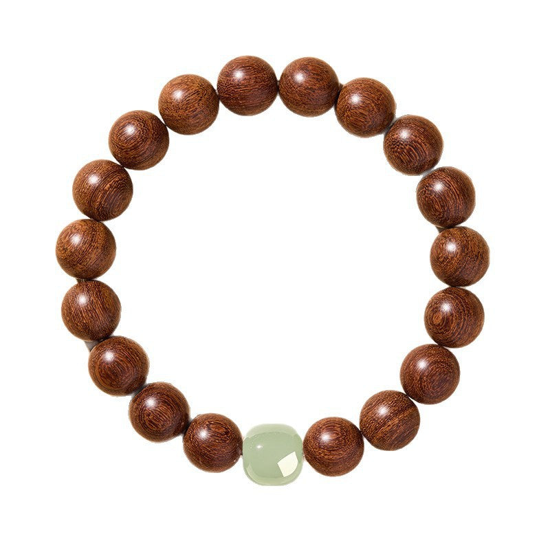 Women's & Men's Scenic Spot Gold Sandalwood Rosary Jade Bracelet