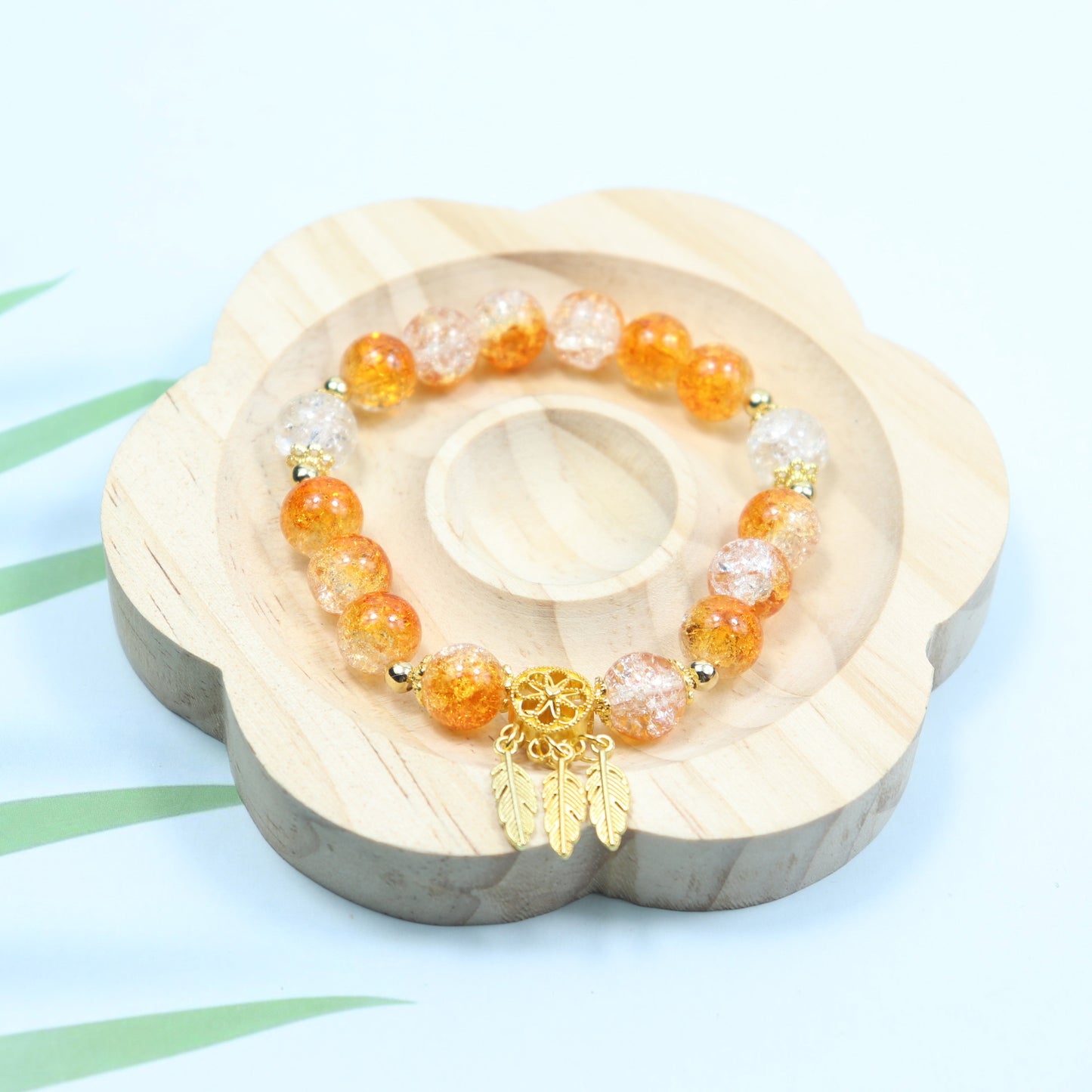 Gold Beaded Feather Glass Chipping Beads Bead Night Market Bracelets