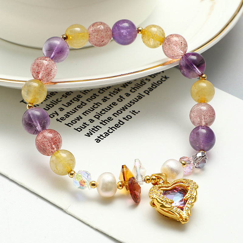 Women's Natural Amethyst Beaded For Mild Luxury Retro Bracelet