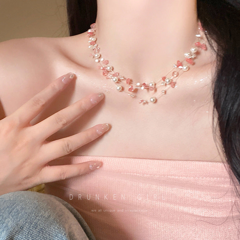 Women's High-grade Butterfly Pearl Style Niche Clavicle Chain Light Luxury Necklaces
