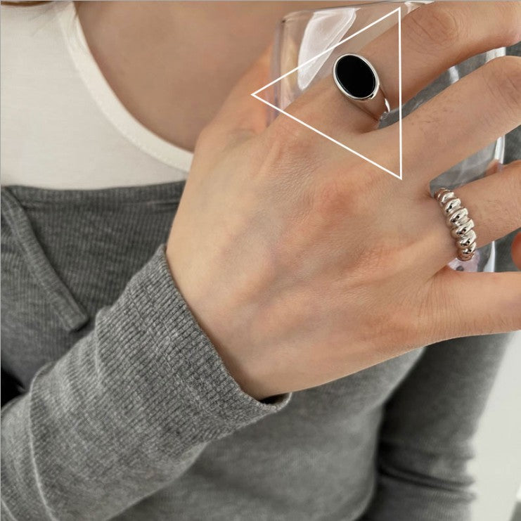 Women's Agate Cold Style Gemstone Design Open Rings