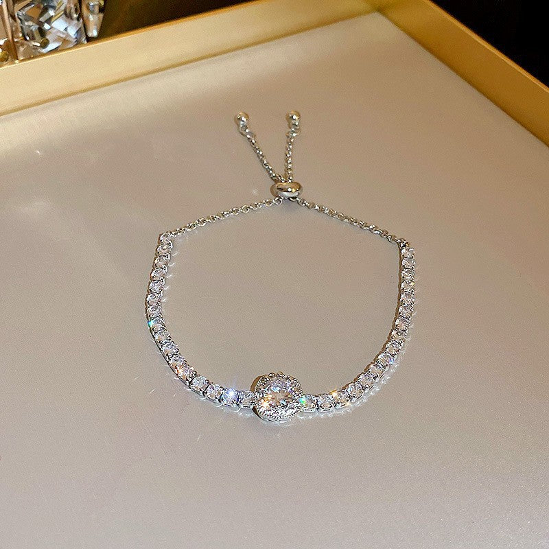 Women's Korean Geometric Round Zircon Light Luxury High-grade Stylish Simple Bracelets