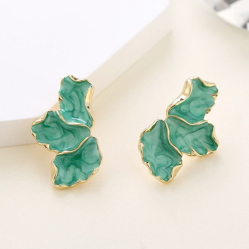Summer Stylish Flower Sier Pin Sweet High Sense Design Petal Earrings