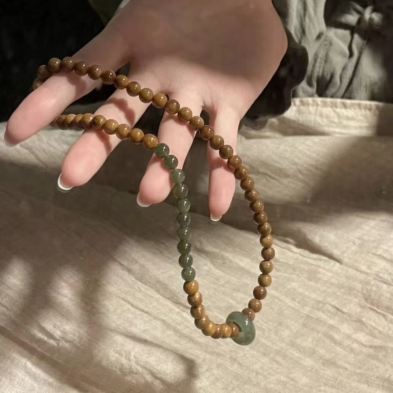 Double Obsidian Three Pterocarpus Jade Cook Bracelets