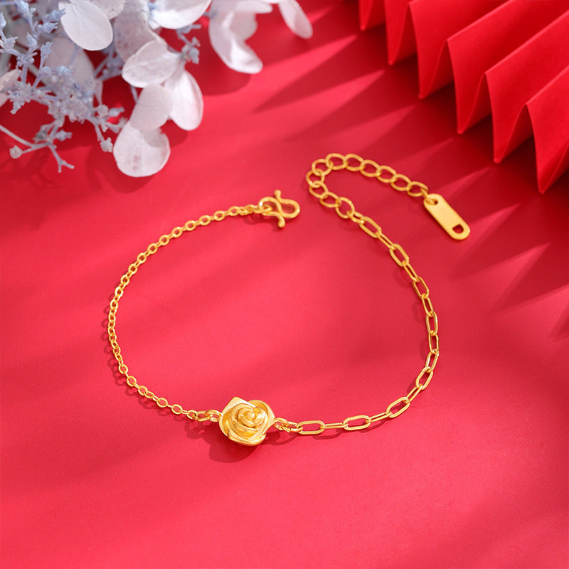 Women's Chinese Style Bamboo Joint Placer Gold Bracelets