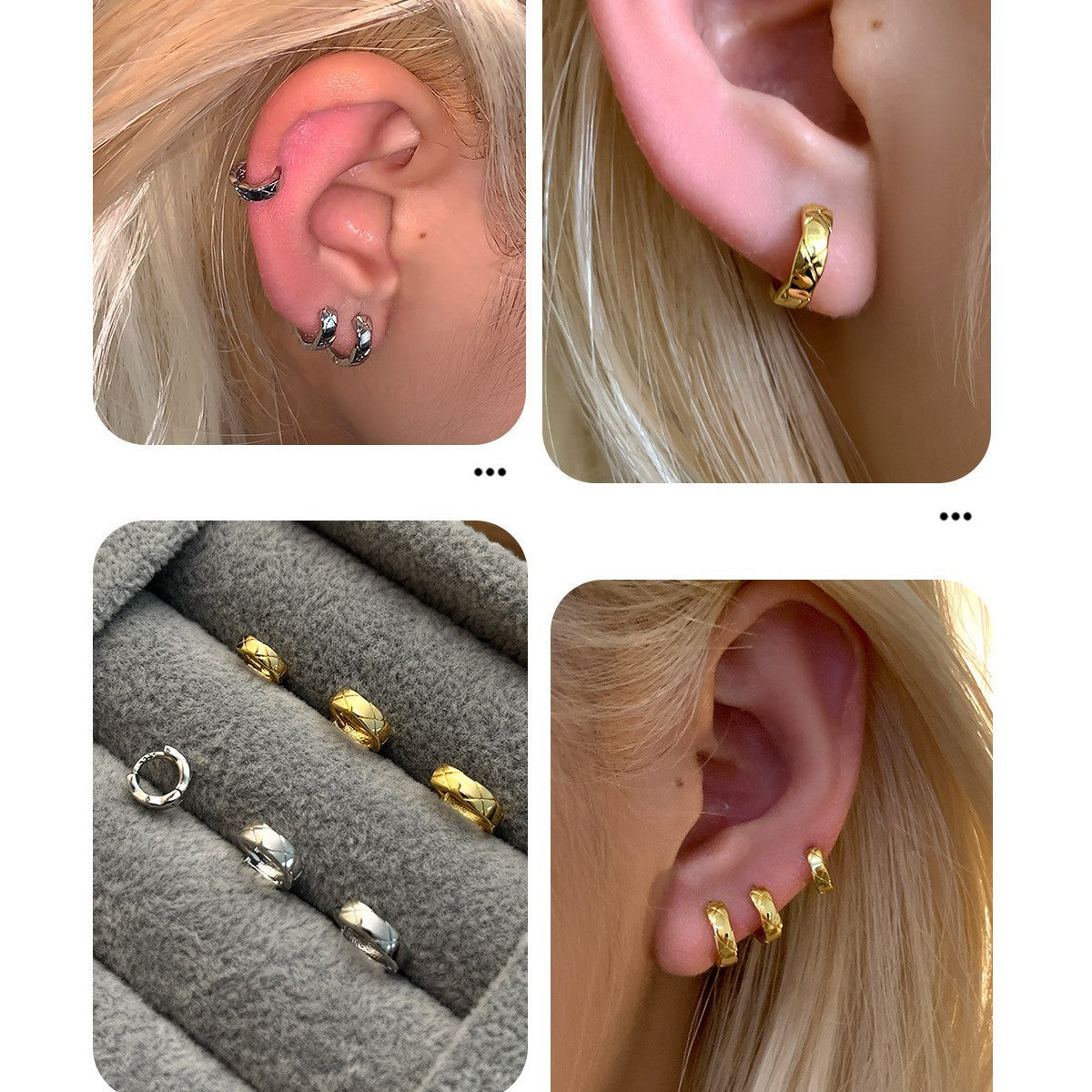 Women's Unique Design Sier Pin Exquisite Mini Earrings