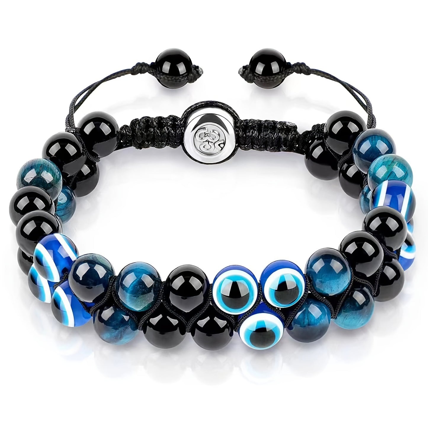 Women's & Men's Cat's Eye Green Pine Red Pattern Black Silk Phantom Natural Bracelet
